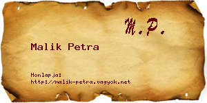 Malik Petra névjegykártya